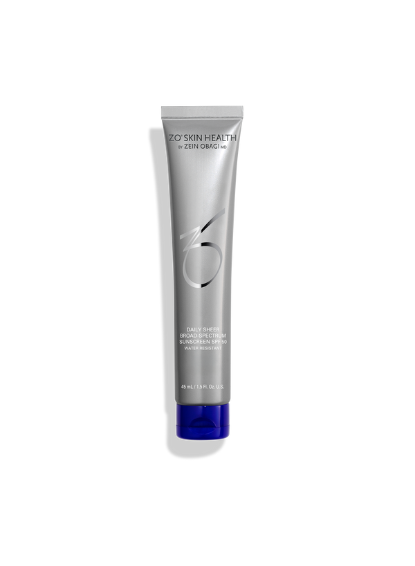 ZO Skin Health Daily Sheer Broad-Spectrum SPF 50 – Water and perspiration resistant non-greasy sunscreen with a sheer matte