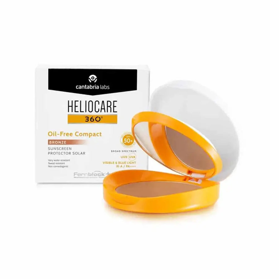 Heliocare 360 Oil-Free Compact SPF 50+ pressed powder facial sunscreen in Bronze