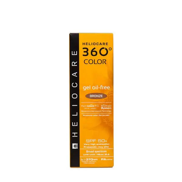 Heliocare 360 Color Gel Oil-Free SPF 50 tinted matte facial sunscreen in Bronze