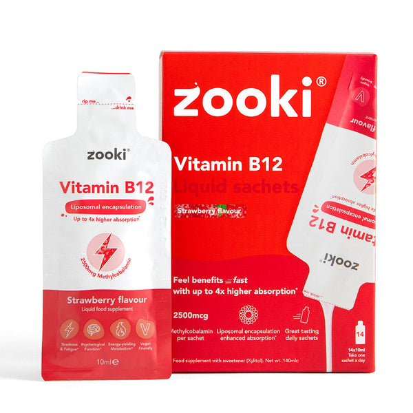 Zooki Vitamin B12 Liposomal Liquid Sachets (Strawberry)