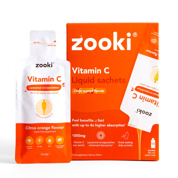 Zooki Vitamin C 1,000mg Liposomal Liquid Sachets (Citrus Orange)