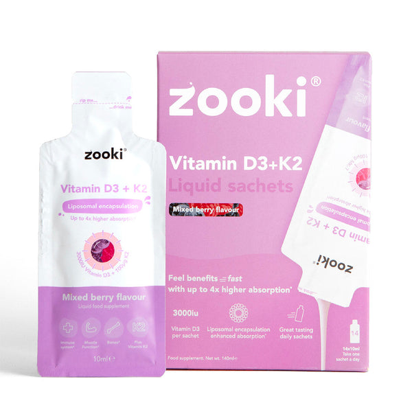 Zooki Vitamin D3+K2 Liposomal Liquid Sachets (Mixed Berry)